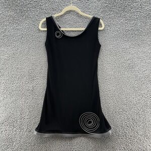 Sohung Designs Dress Womens Medium Black Silver Zipper Rosette Party Mini USA